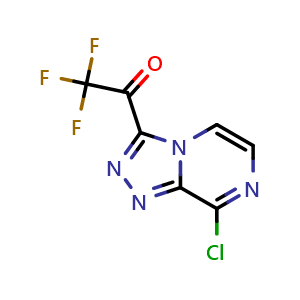 Chemical structure of 1-{8-chloro-[1,2,4]triazolo[4,3-a]pyrazin-3-yl}-2,2,2-trifluoroethan-1-one , CAS 1315366-95-0, AChemBlock S81137