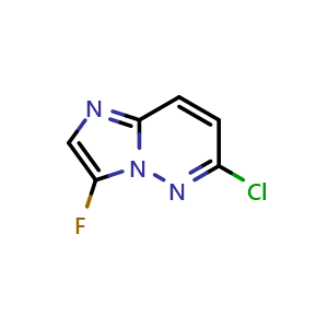 Chemical structure of 6-Chloro-3-fluoroimidazo[1,2-b]pyridazine , CAS 1315359-81-9, AChemBlock S81147