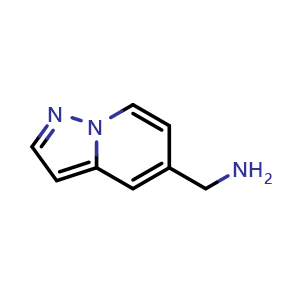 Chemical structure of pyrazolo[1,5-a]pyridin-5-ylmethanamine , CAS 1313727-03-5, AChemBlock S81175