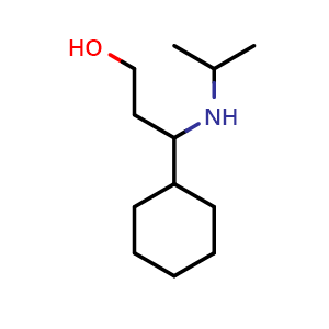 Chemical structure of 3-cyclohexyl-3-[(propan-2-yl)amino]propan-1-ol , CAS 1311314-28-9, AChemBlock S81207
