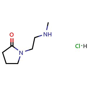 Chemical structure of 1-[2-(methylamino)ethyl]pyrrolidin-2-one hydrochloride , CAS 1311313-78-6, AChemBlock S81208