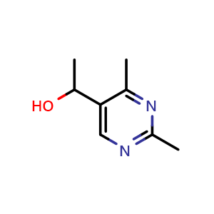 Chemical structure of 1-(2,4-Dimethylpyrimidin-5-yl)ethan-1-ol , CAS 1310684-95-7, AChemBlock S81213