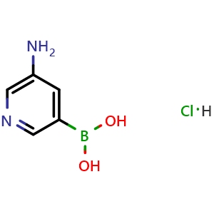 Chemical structure of (5-aminopyridin-3-yl)boronic acid hydro chloride , CAS 1310384-34-9, AChemBlock S81219