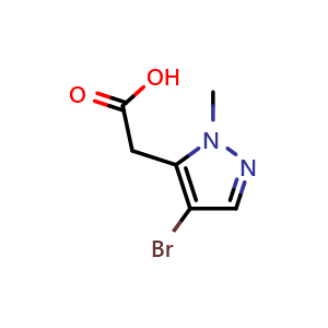 Chemical structure of 2-(4-bromo-1-methyl-1H-pyrazol-5-yl)acetic acid , CAS 1310379-31-7, AChemBlock S81223