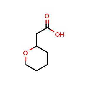 Chemical structure of 2-(oxan-2-yl)acetic acid , CAS 13103-40-7, AChemBlock S81225