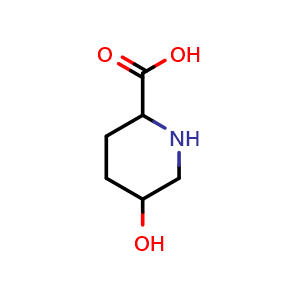 Chemical structure of 5-hydroxypiperidine-2-carboxylic acid , CAS 13096-31-6, AChemBlock S81232