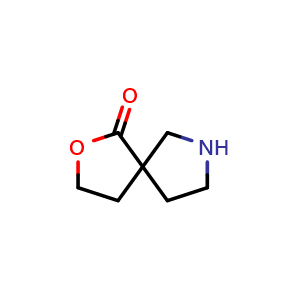 Chemical structure of 2-oxa-7-azaspiro[4.4]nonan-1-one , CAS 1309588-02-0, AChemBlock S81233