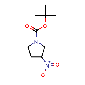 Chemical structure of tert-butyl 3-nitropyrrolidine-1-carboxylate , CAS 1309581-43-8, AChemBlock S81236