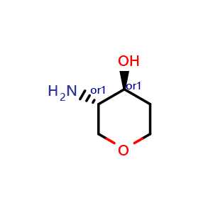 Chemical structure of Trans-3-aminotetrahydro-2H-pyran-4-ol , CAS 1309081-45-5, AChemBlock S81239