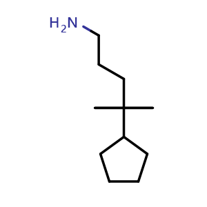 Chemical structure of 4-cyclopentyl-4-methylpentan-1-amine , CAS 1306606-69-8, AChemBlock S81256