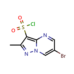 Chemical structure of 6-bromo-2-methylpyrazolo[1,5-a]pyrimidine-3-sulfonyl chloride , CAS 1306606-65-4, AChemBlock S81257