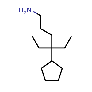 Chemical structure of 4-cyclopentyl-4-ethylhexan-1-amine , CAS 1306605-85-5, AChemBlock S81258