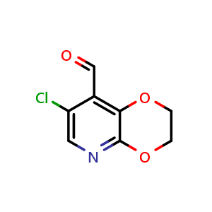 Chemical structure of 7-chloro-2H,3H-[1,4]dioxino[2,3-b]pyridine-8-carbaldehyde , CAS 1305324-73-5, AChemBlock S81267