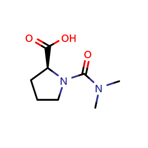Chemical structure of (2S)-1-(dimethylcarbamoyl)pyrrolidine-2-carboxylic acid , CAS 1305322-88-6, AChemBlock S81269