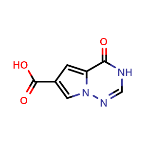 Chemical structure of 4-oxo-3H,4H-pyrrolo[2,1-f][1,2,4]triazine-6-carboxylic acid , CAS 1305207-70-8, AChemBlock S81270