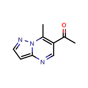 Chemical structure of 1-{7-methylpyrazolo[1,5-a]pyrimidin-6-yl}ethan-1-one , CAS 130506-80-8, AChemBlock S81271
