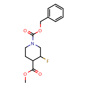 Chemical structure of 1-benzyl 4-methyl 3-fluoropiperidine-1,4-dicarboxylate , CAS 1303972-82-8, AChemBlock S81275