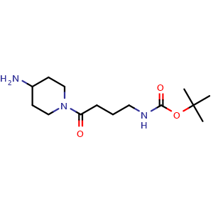 Chemical structure of tert-butyl N-[4-(4-aminopiperidin-1-yl)-4-oxobutyl]carbamate , CAS 1303890-08-5, AChemBlock S81276