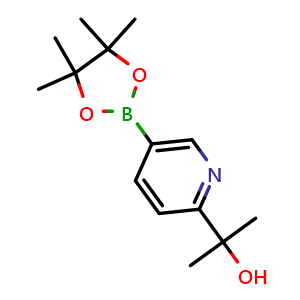 Chemical structure of 2-[5-(tetramethyl-1,3,2-dioxaborolan-2-yl)pyridin-2-yl]propan-2-ol , CAS 1300118-52-8, AChemBlock S81286