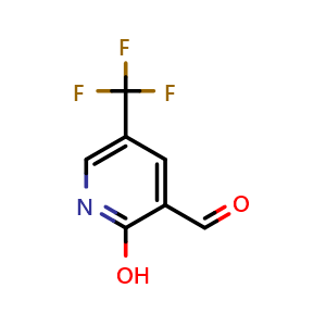 Chemical structure of 2-hydroxy-5-(trifluoromethyl)pyridine-3-carbaldehyde , CAS 129904-48-9, AChemBlock S81289
