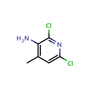 Chemical structure of 2,6-dichloro-4-methylpyridin-3-amine , CAS 129432-25-3, AChemBlock S81301