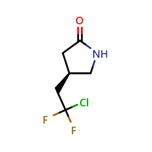 Chemical structure of (4R)-4-(2-chloro-2,2-difluoroethyl)pyrrolidin-2-one , CAS 1294000-89-7, AChemBlock S81302