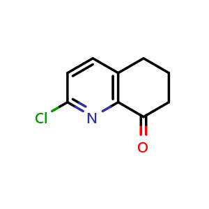 Chemical structure of 2-chloro-6,7-dihydro-5H-quinolin-8-one , CAS 129337-86-6, AChemBlock S81303