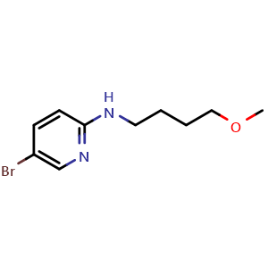 Chemical structure of 5-bromo-N-(4-methoxybutyl)pyridin-2-amine , CAS 1292445-77-2, AChemBlock S81311