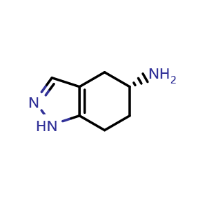 Chemical structure of (5R)-4,5,6,7-tetrahydro-1H-indazol-5-amine , CAS 1292358-81-6, AChemBlock S81313