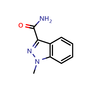 Chemical structure of 1-methyl-1H-indazole-3-carboxamide , CAS 129137-93-5, AChemBlock S81318