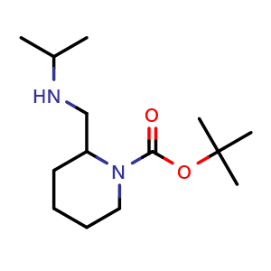 Chemical structure of tert-butyl 2-{[(propan-2-yl)amino]methyl}piperidine-1-carboxylate , CAS 1289387-82-1, AChemBlock S81328