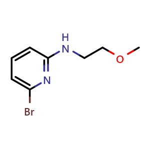 Chemical structure of 6-bromo-N-(2-methoxyethyl)pyridin-2-amine , CAS 1289080-58-5, AChemBlock S81342