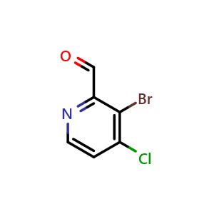 Chemical structure of 3-bromo-4-chloro-pyridine-2-carbaldehyde , CAS 1289031-51-1, AChemBlock S81345