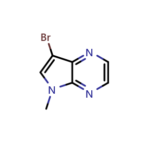 Chemical structure of 7-bromo-5-methyl-pyrrolo[2,3-b]pyrazine , CAS 1289002-49-8, AChemBlock S81349