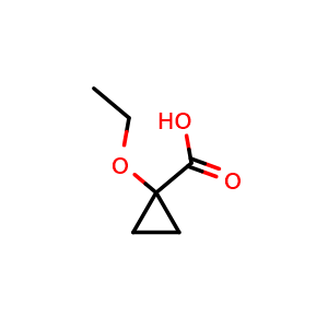 Chemical structure of 1-ethoxycyclopropanecarboxylic acid , CAS 128732-53-6, AChemBlock S81353