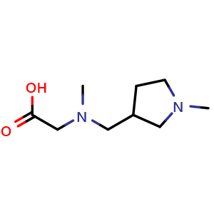 Chemical structure of 2-{methyl[(1-methylpyrrolidin-3-yl)methyl]amino}acetic acid , CAS 1283137-61-0, AChemBlock S81368
