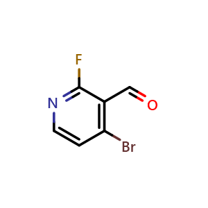 Chemical structure of 4-bromo-2-fluoropyridine-3-carbaldehyde , CAS 128071-77-2, AChemBlock S81377