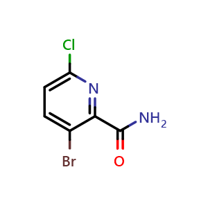 Chemical structure of 3-bromo-6-chloro-pyridine-2-carboxamide , CAS 1279821-55-4, AChemBlock S81380