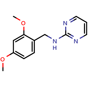 Chemical structure of N-[(2,4-dimethoxyphenyl)methyl]pyrimidin-2-amine , CAS 1275699-51-8, AChemBlock S81403