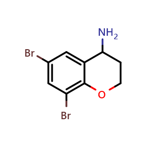Chemical structure of 6,8-dibromo-3,4-dihydro-2H-1-benzopyran-4-amine , CAS 1273650-78-4, AChemBlock S81411