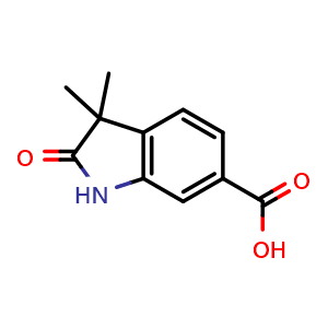 Chemical structure of 3,3-dimethyl-2-oxo-indoline-6-carboxylic acid , CAS 127267-57-6, AChemBlock S81413