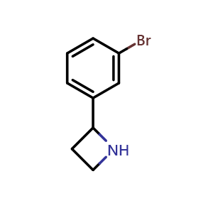 Chemical structure of 2-(3-bromophenyl)azetidine , CAS 1270556-17-6, AChemBlock S81418
