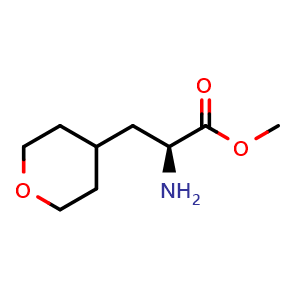 Chemical structure of methyl (2S)-2-amino-3-tetrahydropyran-4-yl-propanoate , CAS 1270036-80-0, AChemBlock S81428