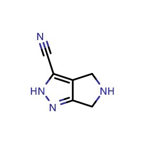 Chemical structure of 2H,4H,5H,6H-pyrrolo[3,4-c]pyrazole-3-carbonitrile , CAS 1270030-00-6, AChemBlock S81429