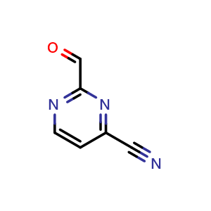 Chemical structure of 2-formylpyrimidine-4-carbonitrile , CAS 126534-98-3, AChemBlock S81459