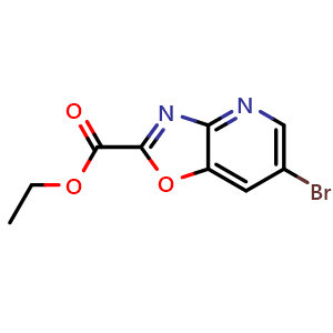 Chemical structure of ethyl 6-bromo-[1,3]oxazolo[4,5-b]pyridine-2-carboxylate , CAS 1264193-15-8, AChemBlock S81468