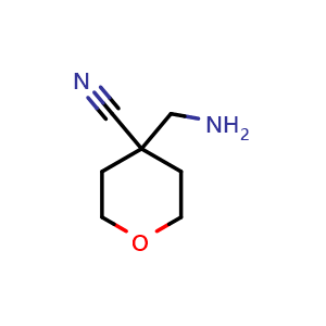 Chemical structure of 4-(aminomethyl)oxane-4-carbonitrile , CAS 1263374-32-8, AChemBlock S81473