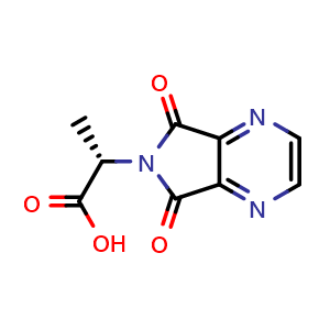 Chemical structure of (2S)-2-{5,7-dioxo-5H,6H,7H-pyrrolo[3,4-b]pyrazin-6-yl}propanoic acid , CAS 126310-27-8, AChemBlock S81487