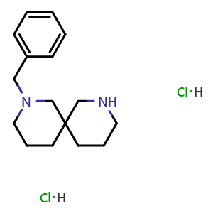 Chemical structure of 2-benzyl-2,8-diazaspiro[5.5]undecane dihydrochloride , CAS 1262771-76-5, AChemBlock S81499