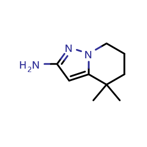 Chemical structure of 4,4-dimethyl-4H,5H,6H,7H-pyrazolo[1,5-a]pyridin-2-amine , CAS 1262669-55-5, AChemBlock S81500
